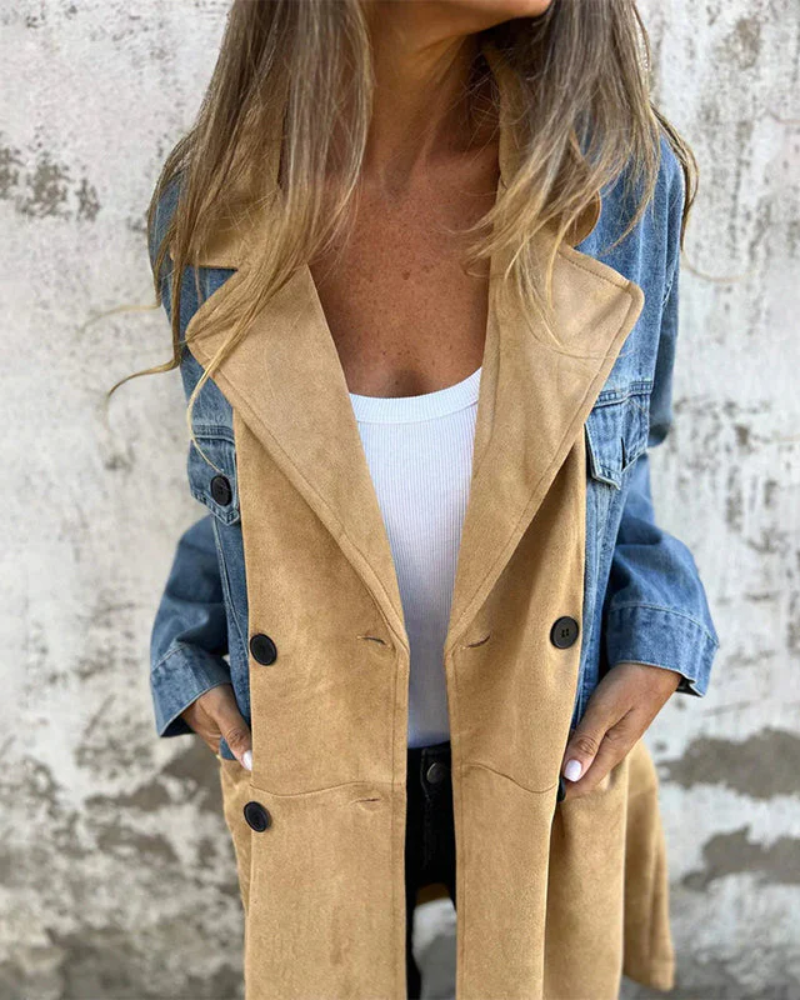 Amelia - Denim & Suede coat